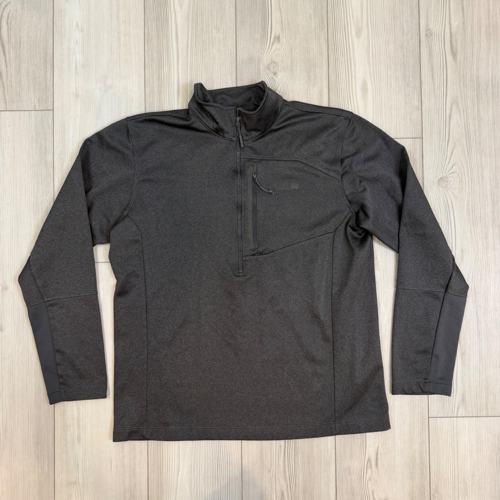 The North Face Mens Kilowatt Quarter Zip Pullover Gray Training Top CUG0 L
